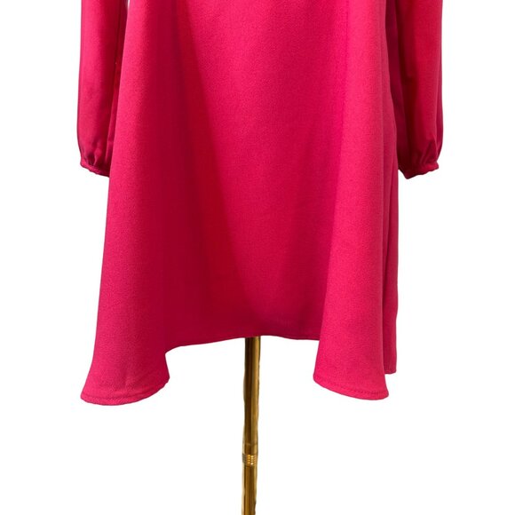 NWOT ZARA M Vintage-Inspired Fuchsia Dress Button Front & Long Sleeves - Picture 8 of 13
